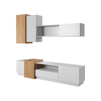 Mueble Alto 3d Set (4 Piezas) 220x45x185 Blanco & Crema