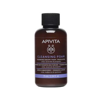 Crema Espuma Limpiadora Facial Y Ojos Con Oliva Y Lavanda Formato Viaje, Apivita 75 Ml