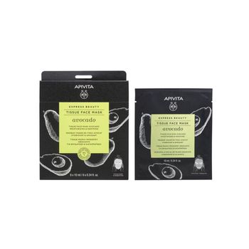 Mascarilla Facial De Tejido Hidratante Y Calmante Con Aguacate Express Sheet, Apivita 6*10 Ml