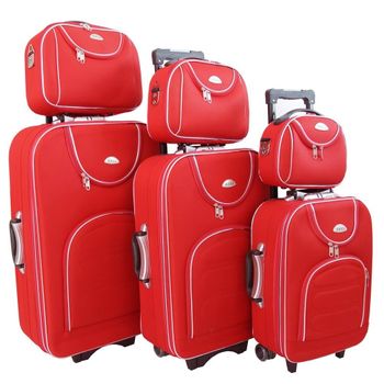 Set 3 Maletas + 3 Neceseres Rojo 8 Ruedas Traseras ¡envio Gratis!