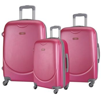 Set 3 Maletas Fucsia 4 Ruedas Giratorias ¡envio Gratis!