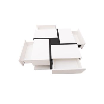 Mesa Baja - 4 Cajones - Espacio De Almacenamiento Debajo - 78x78x36cm - Blanco