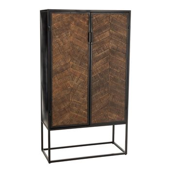 Mueble Bar Ano Metal Y Mango - L 90  X A 42  X H 160.5  Cm - Negro