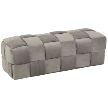 Puff Rectangular Lopez En Tejido Gris Claro L 120 Cm