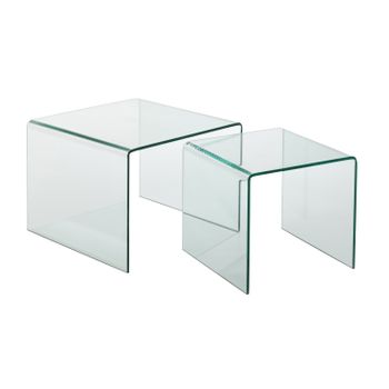 Lote De 2 Mesas Guy De Cristal Transparente L 65 Cm - Lote De 2