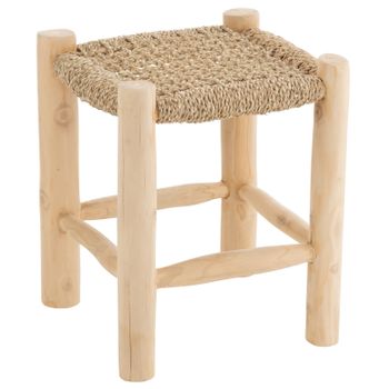 Taburete De Madera De Teca Natural Asiento Tim 45 Cm