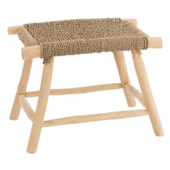 Taburete Timoty De Madera De Teca Natural, Asiento De 45 Cm