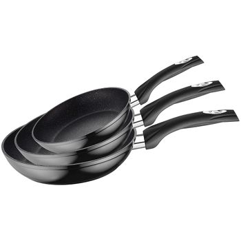 Bergner Click & Cook Set 5 Sartenes + 2 Mangos Desmontables Negro