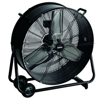 Ventilador De Suelo Tambor De Metal Negro 60 Cm 330 W Perel