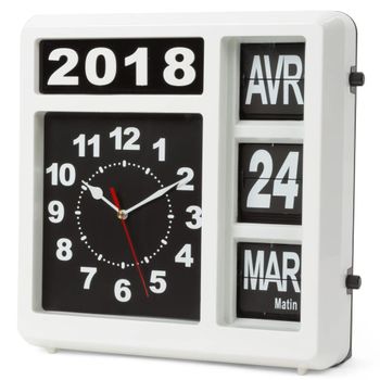 Reloj De Pared Con Calendario Versión Francesa 31x31 Cm Perel