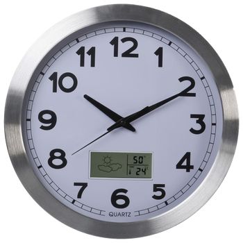 Reloj De Pared Blanco Y Plateado 35 Cm Perel