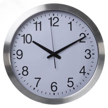 Reloj De Pared Blanco Y Plateado 40 Cm Perel