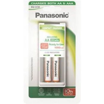 Cargador Pilas 10h + 2 Pilas Aa 1000 Ma - Panasonic - Kkj50lga20e...