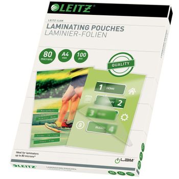 Bolsas Para Plastificar 80 Micrones A4 100 Unidades Leitz