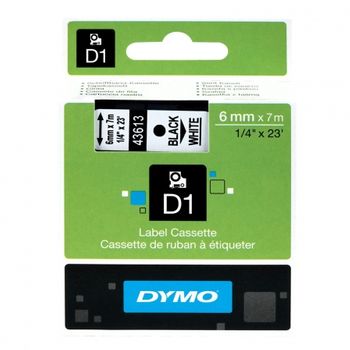 Recambio Dymo D1 43613 Black On White 6mm X 7m