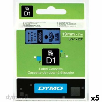 Cinta Laminada Para Rotuladoras Dymo D1 45806 Labelmanager™ Negro Azul (5 Unidades)