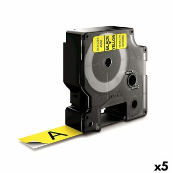 Cinta Laminada Para Rotuladoras Dymo D1-19 45808 Labelmanager™ Negro Amarillo (5 Unidades)