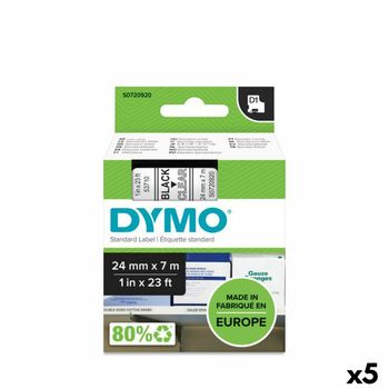 Cinta De Transferencia Térmica Dymo D1 53710 Poliéster Transparente Negro 24 Mm (5 Unidades)