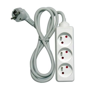 Pack 2 Regletas 3 Enchufes Schuko 1m Blanco sin Interruptor 7hSevenOn