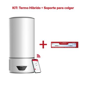 Termo Eléctrico Con Aerotermia, Ariston, Lydos Hybrid Wifi 100l + Soporte De Pared Instafix, Clase Energetica A