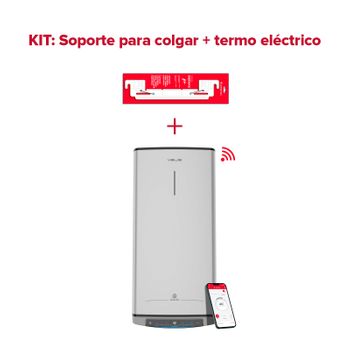 Termo Eléctrico Inteligente, Ariston, Velis Tech Dry 100l + Sorpote De Pared Instafix, Vertical U Horizontal, Clase Energetica B