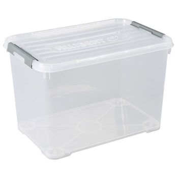 Caja De Almacenamiento Allibert Handy Plus - Clips Grises - Tapa Transparente - 65 L