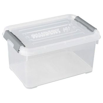 Caja De Almacenamiento Allibert Handy Plus - Clips Grises - Cubierta Transparente - 6 L