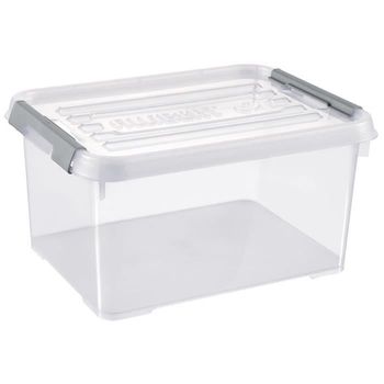 Caja De Almacenamiento Allibert Handy Plus - Clips Grises - Cubierta Transparente - 15 L