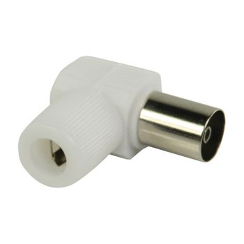 Valueline Conector Coaxial Sin Soldadura En Ángulo Tipo Hembra En Color Blanco, Para Montaje De Cables Coaxiales