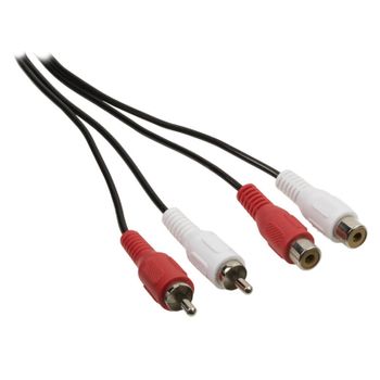 Valueline Cable De Extensión De Audio Estéreo 2 X Rca Macho - 2 X Rca Hembra De 5 Metros, De Pvc, Color Negro