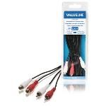 Cable De Extensi�n De Audio Est�reo 2 Rca Macho - 2 Rca Hembra De 5.00 M En Color Neg...