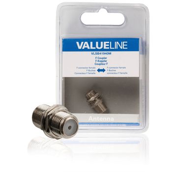 Valueline Acoplador De Antena, Conector F Hembra – Hembra, Metálico, Ideal Para La Conexión De Dos Cables De Antena