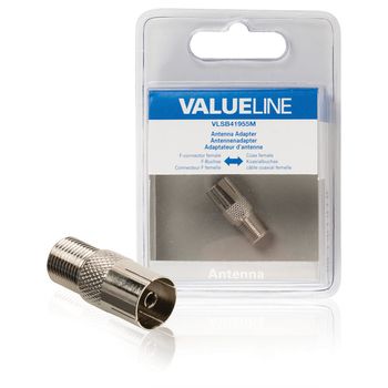 Valueline Adaptador De Antena, Conector F Hembra – Coaxial Hembra, Metálico