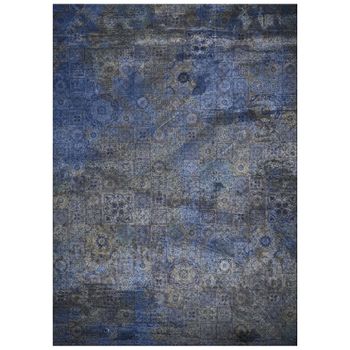 Porto - Alfombra De Poliéster Plegable Y Lavable Con Base Antideslizante - Lavar A Máquina A 30° - Ecológica Y Reciclable - Made In Belgium - Azulejo Blue - 170x240cm