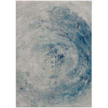 Nautilus - Alfombra De Poliéster Plegable Y Lavable Con Base Antideslizante - Lavar A Máquina A 30° - Ecológica Y Reciclable - Made In Belgium - Tethys Blue - Round_200cm