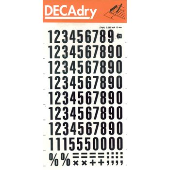 Numeros Transferibles - 15mm - Facil Aplicacion - Negros Intensos - 105 Caracteres - Negro Apli