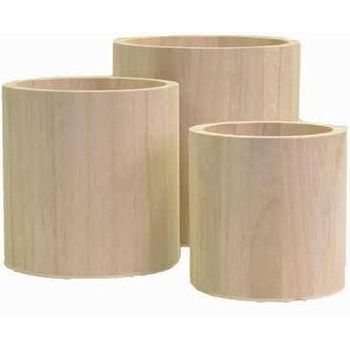 Set De 3 Portalápices De Madera Redondos