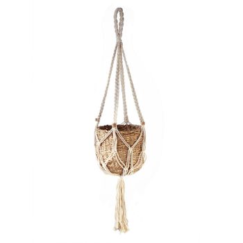 Cesta De Macramé Para Macetero Colgante De Alga Marina - L 24  X A 24  X H 20  Cm