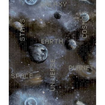 Papel De Pared Good Vibes Galaxy Planets And Text Azul Negro Noordwand