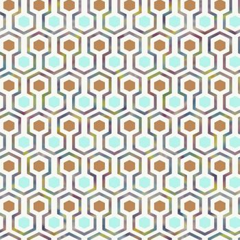 Good Vibes Papel De Pared Hexagon Pattern Verde Y Naranja Noordwand