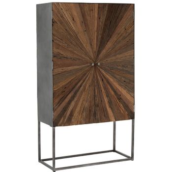 Sanil Mueble Bar De 2 Puertas En Madera Maciza Oscura L 90 Cm