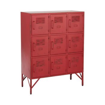 Armario 9 Puertas En Metal Rojo - L86cm - L 86  X A 42  X H 113.7  Cm