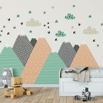 Vinilo Niño Escandinavo De Montaña Darinka - Adhesivo De Pared - Revestimiento Sticker Mural Decorativo - 80x120cm