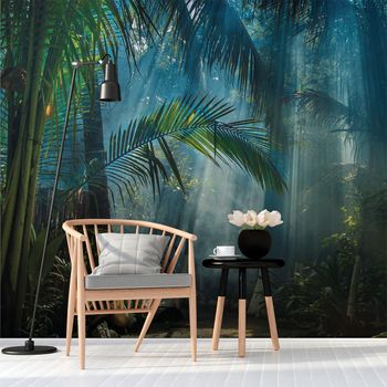 Papel Tapiz Panorámico Jungla Pre-pegado Tropical H 250 X L 240 Cm - Adhesivo De Pared - Revestimiento Sticker Mural Decorativo