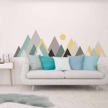 Vinilo Escandinavo De Montaña Nevada - Adhesivo De Pared - Revestimiento Sticker Mural Decorativo - 50x75cm