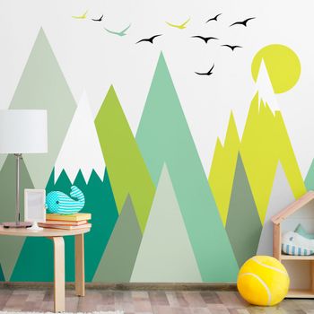 Vinilo Niño Escandinavo De Montaña Lincika - Adhesivo De Pared - Revestimiento Sticker Mural Decorativo - 100x150cm