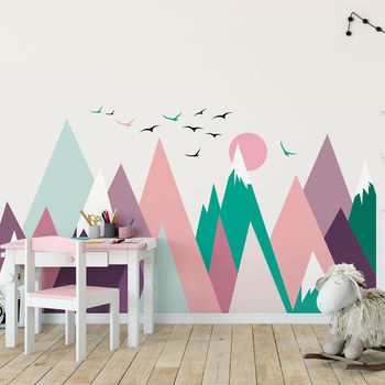 Vinilo Niño Escandinavo De Montaña Anielka - Adhesivo De Pared - Revestimiento Sticker Mural Decorativo - 110x165cm