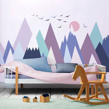 Vinilo Niño Escandinavo De Montaña Beyonka - Adhesivo De Pared - Revestimiento Sticker Mural Decorativo - 110x165cm