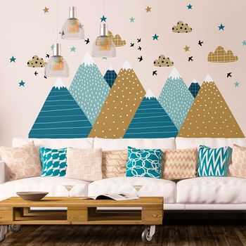 Pegatinas Montañas Navideñas - Adhesivo De Pared - Revestimiento Sticker Mural Decorativo - 70x105cm