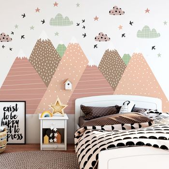 Vinilo Niño Escandinavo De Montaña Priska - Adhesivo De Pared - Revestimiento Sticker Mural Decorativo - 120x180cm